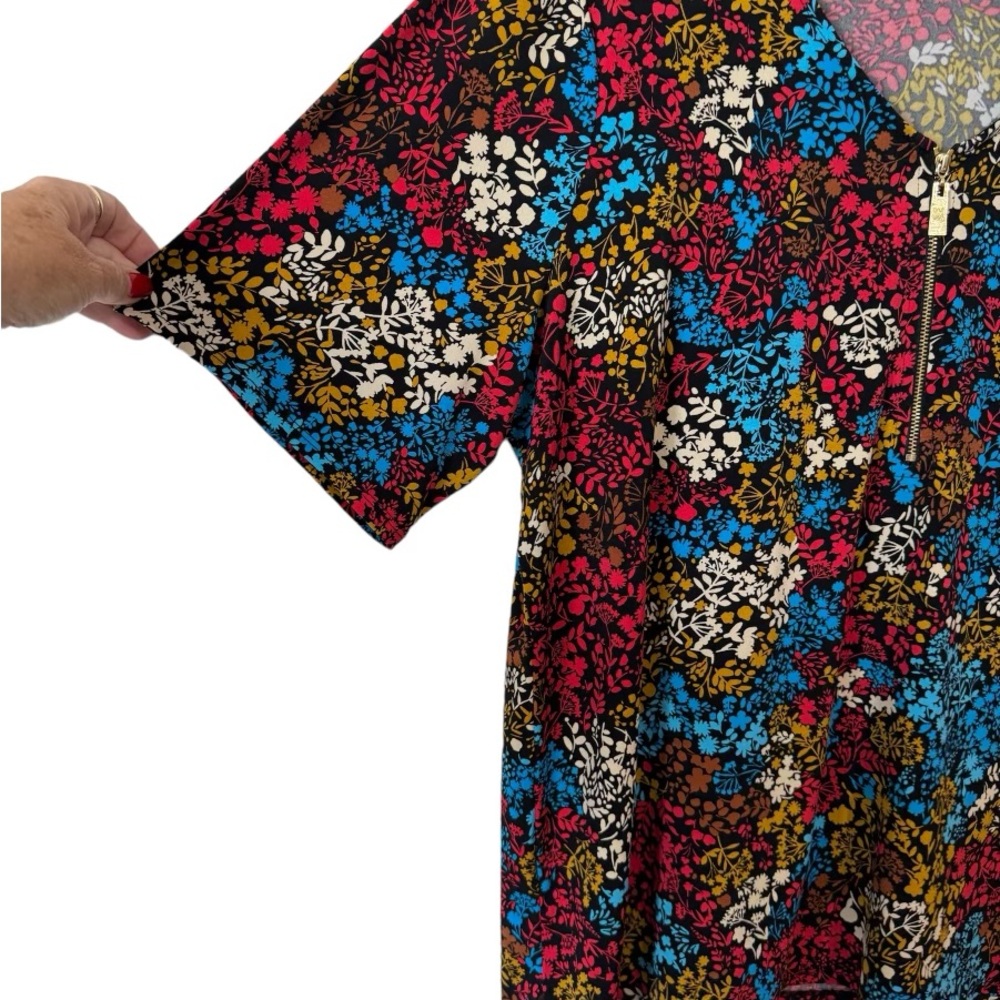 CHAUS PRETTY PRINT TOP w/ZIPPER DETAIL  SPRING/SUMMER/FALL  XLARGE     #T - Picture 3 of 8